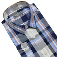 在飛比找ETMall東森購物網優惠-【MURANO】SLIM FIT 長袖襯衫-藍灰白格(M~2
