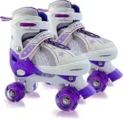 Roller Skates for Girls Ages 4-6, 5-8, 8-12 Years - Adjustable Children's Roller Skates for Toddlers, Beginners, Indoor and Outdoor Use