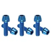 6Pcs M5x18mm Titanium Bike Stem Bolt Hex Tapered Head Bolt with Washer Blue
