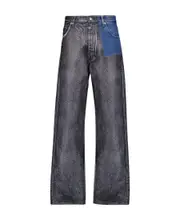 MM6 Maison Margiela Logo-Patch Panelled Straight-Leg Jeans 24,25,30 Black