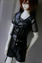 1/4MSD 1/3SD BJD Clothes Doll Outfit Black Leather Strap Vest+Shorts AOD LUTS AS