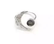 Crescent Moon Silver Ring Blank Base Bezel Settings Cabochon Base Mountings
