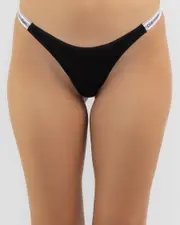[Calvin Klein] Calvin Klein Women's Modern Logo String Thong in Black Size Large L Black