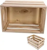 Hoement Wooden Storage Crate Box Large Capacity Organizer for Clothes More Solid Wood Design for Home Office Vintage Style Storage Basket