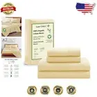 4-Piece Luxury Full Size Organic Cotton Sheet Set with Deep Pocket Fit - Vanilla