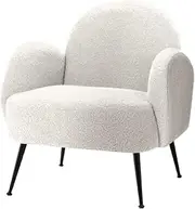 Armchair Lounge Chair Accent Arm Chairs Sherpa Boucle White Comfortable Seating