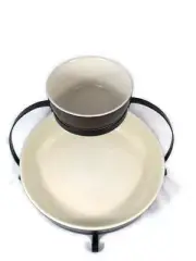 Parini 2 Tier Chip & Dip Serving Tray Set With Rack Brown/Cream
