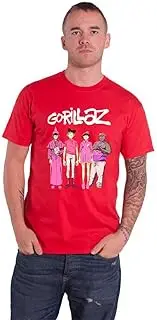 [Rock Off officially licensed products] Gorillaz T Shirt Cracker Island Standing Group Official Mens Red XXL