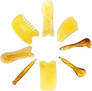 IWOWHERO Massaging Scraping Plate Massage Tools 8pcs Set Therapy Beeswax Resin Face Arm Back Eye Treatment