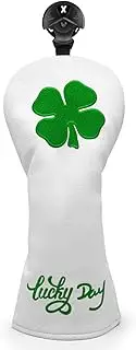 Montela Golf Club Covers Lucky Clover Golf Driver Covers Fairway Wood Head Cover Hybrid Headcover Leather 3 Wood Headcovers Golf Head Covers for Scotty Cameron Taylormade Titleist Odyssey