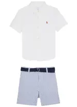 Polo Ralph Lauren Kids Cotton Shirt and Shorts set (6-24 Months) - White - 6 Months (6 Months) 6 MONTHS (6 months)