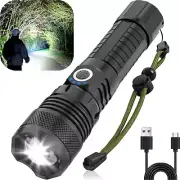 LED Flashlights, High Powered 10000 Lumens Super Bright Tactical Flashlight, Rec