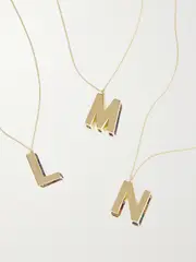 [CHARMS COMPANY] CHARMS COMPANY - Initials 14-karat Gold Sapphire Necklace - T T Gold