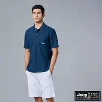 在飛比找momo購物網優惠-【JEEP】男裝 經典車頭燈吸濕排汗短袖POLO衫(深藍)