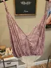 NWT Free People Womens Top Mauve Cream Cheetah Print Bodysuit Size Small