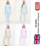 A&S LADIES WOMENS RIBBED LOUNGEWEAR SUIT HOODED TOP CO ORD SET TRACKSUIT JOGSUIT