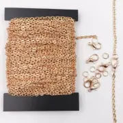 39 Feet Rose Gold Cable Chain 30 Lobster Clasps 100 Jump Rings Necklace Making