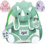 Kids Backpack With Plush Green Dinosaur Toy Triceratops Stuffed Animal KIDS