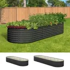 Livsip Garden Bed Oval Planter Box Raised Container Galvanised Grey 56cm