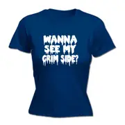 Wanna See My Grim Side - Funny Novelty Womens T-Shirt T Shirt Tshirt