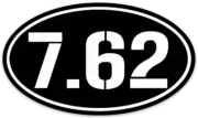 BLACK Oval 7.62 Sticker (7.62 NATO AR-10 / AK-47) Die-cut Oval STICKER