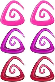 [Decentraland] 3 Pairs Triangle 1.6 mm(14 G) Acrylic Spiral Snail Tapers Plugs Tunnel Ear Stretcher Expander Gauges Stretching Swirl Ears Tunnels Set Twist Plug Body Piercing Jewelry Women White/Green/Black