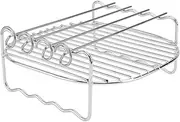 1Set Deep Fry Pot Rack with Skewers Multi Purpose Kitchen Bbq Rack Double Design for Air Fryers Ovens Smooth Surface for Easy Use