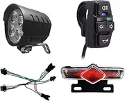 Blelsa Ebike Light Bike Bike Headlight and Tail Light Set -Ion with Turn Signals & Control Switch 36V-60V Ebike Lights for Night Riding Black