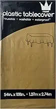 ROYAL7 3 Pack Gold, Rectangle Disposable Plastic Tablecloth for Picnic, Birthday, BBQ, Party, Wedding (Gold, Rectangle, 54in. X108in.)
