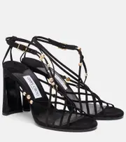 [Jimmy Choo] Jimmy Choo Felice 95 embellished suede sandals AU 10 black