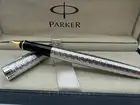 Parker Sonnet Rollerball Pen Deluxe Silver Circle - Silver Clip 0.5mm Black Ink
