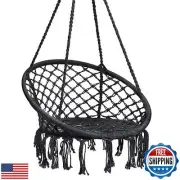 Hanging Rope Hammock Lounger Chair Macrame Porch Swing for Indoor Outdoor Hom