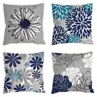Blue Pillow Covers 18x18 Set of 4 Grey Decorative Throw Pillow Cover for Couc...
