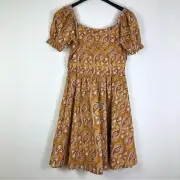 JANIE and JACK Floral Cotton Dress NWT Girls 16 Fall Gold Boho Lined Cotton