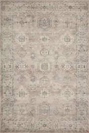 Luxurious Lumina Peach Pink and Grey Distressed Washable Rugs