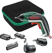 Bosch Home & Garden 3.6V Cordless Electric Screwdriver Gun with 2 Attachments 10 Screwdriver Bits & Case (IXO V). Made in Europe