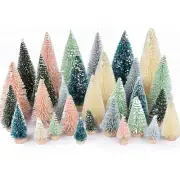 30PCS Artificial Mini Christmas Trees Mini Pine Tree Sisal Trees with Wood Ba...