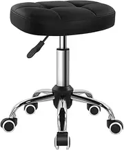 [BFTOU] Black Minimalist Swivel Stool with Wheel Perfect for Work SPA Shop Massage Height-Adjustable and Cost-Effective Rolling Stool Chair with Square Seat