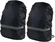 2Pcs Backpack Covers with Reflective Stripes Lightweight Rainproof Shoulder Bag Protection for Hiking Camping and Outdoor Activities Fits Backpacks