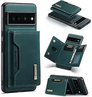 Wallet Case for Google Pixel 7 Pro, DG.MING Premium Leather Phone Case Back Cover Magnetic Detachable with Trifold Wallet Card Holder Pocket for Google Pixel 7 Pro (Green)