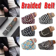 Men Women Stretch Elastic Braided Waist Belt Woven Canvas Buckle Jeans Waistband