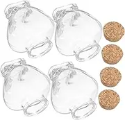 Cabilock 4pcs Heart Shaped Glass Favor Jars with Cork Lids Creative Wishing Bottles for Keepsakes DIY Crafts Home Decor and Party Favors Transparent Design