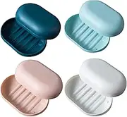 PENGQIMM 4 Pack Travel Soap Case Soap Dish with Lid,Portable Shower Soap Box Waterproof and Leakproof Shower Soap Box for Travel, Bathroom, Camp, Hiking Outdoor