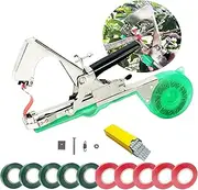 Plant Tying Machine, Plant Rattan Bundling Machine, Plant Tape Tool, Garden Tape Bundling Tool, with 11 Rolls of Tape and 1 Box of Staples (Green)