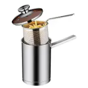 NNEOBA Stainless Steel Deep Fryer Pot with Basket And Lid Silver
