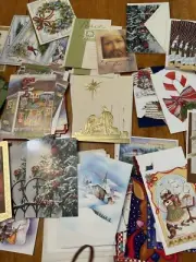 Lot of 93 Vintage Christmas Cards Assorted Some Envelopes Never Used