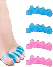 CULEB Toe Separator, Hallux Valgus Correction, Toe Separator for Men and Women, Used for Yoga Exercises, Foot Correction, Relief of Hammer Toes and Hallux Valgus (2 Pairs, Blue, Pink)