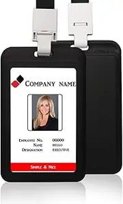 Vertical ID Card Badge Holder with Detachable Lanyard Heavy Duty Hard Plastic Name Tag ID Card Holder for Business Card Offices Supplies …