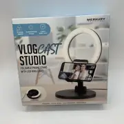 Merkury Vlog Cast Studio Kit - Foldable Phone Stand with LED Ring Light
