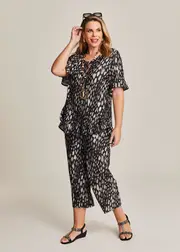 [TS] Taking Shape Pleated Luna Culotte Pant Size 12 in Leopard - Plus Size Women's Bottoms Leopard